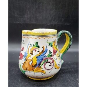 Vintage Assisi Italian Hand Painted Creamer Small‎ Art Pottery Pitcher Vase